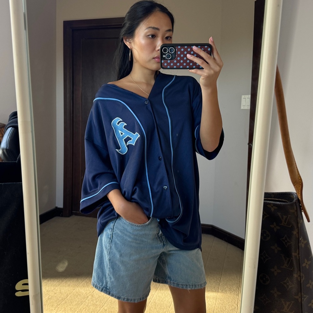 Vintage Blue A Baseball Jersey